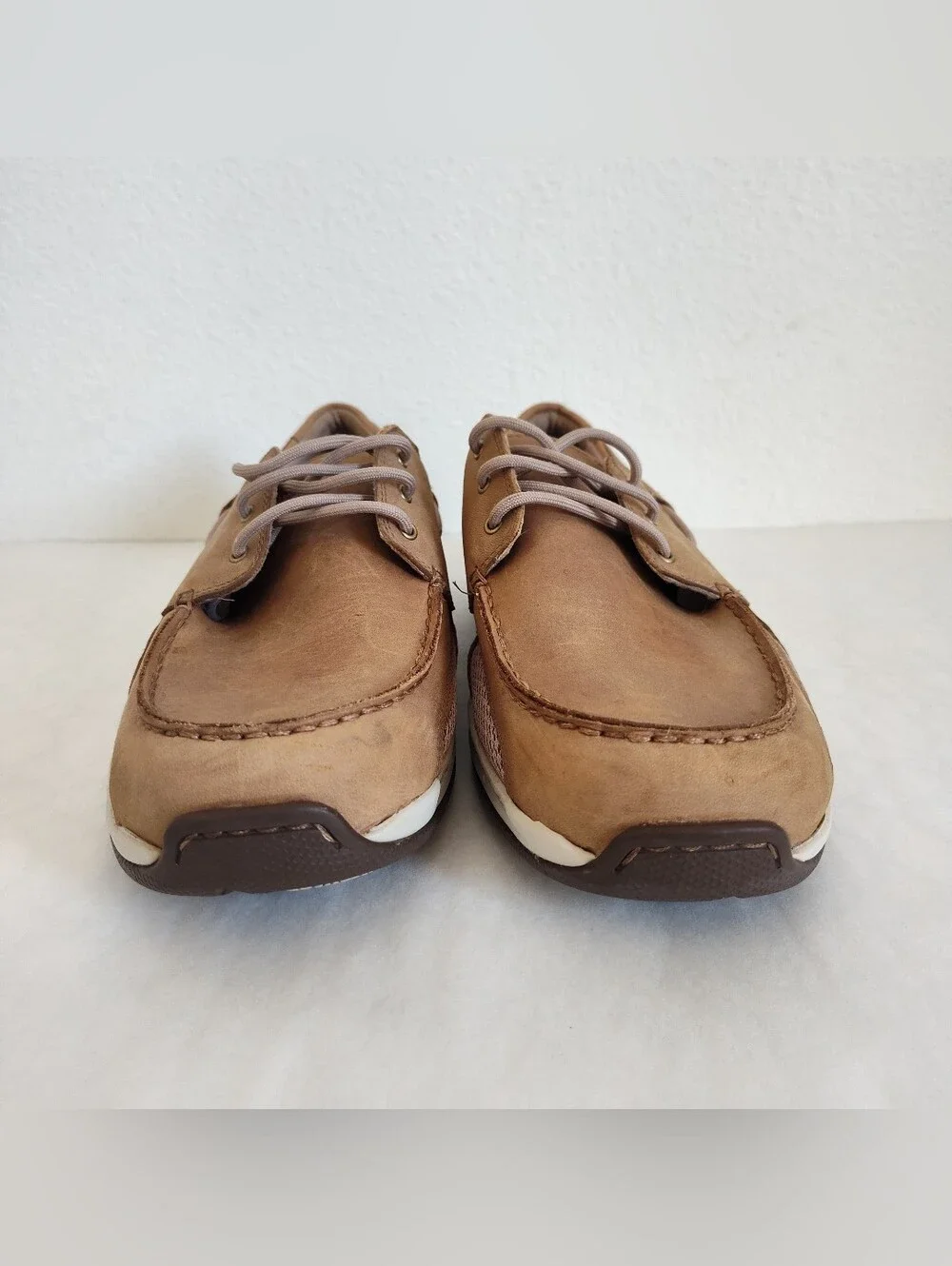 Dunham Captain Mesh Leather Men's 12 4E Tan Laced Boat Shoe MCN410TN